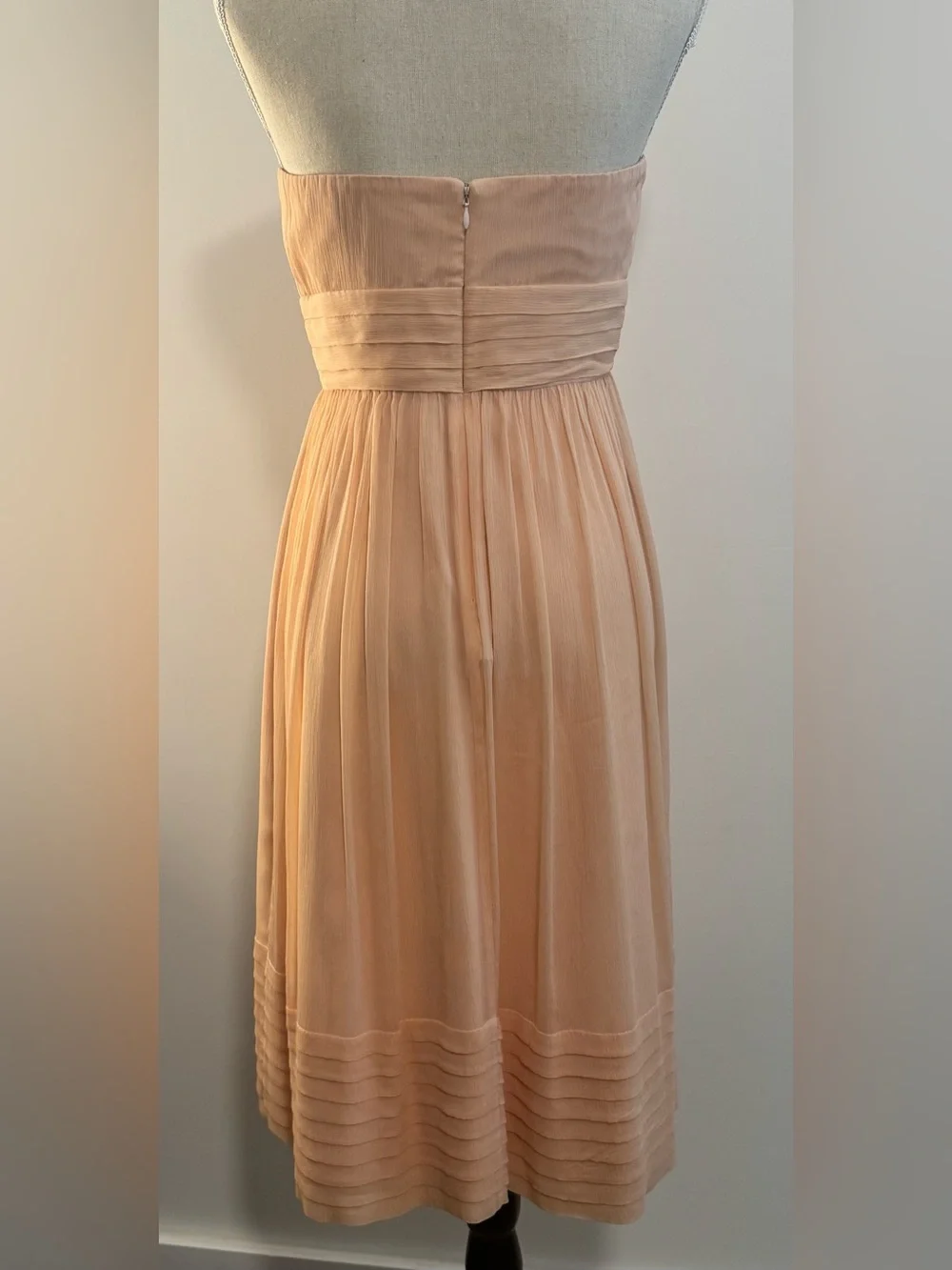 J. Crew 100% Silk Dress Peach Strapless Lined Size 6